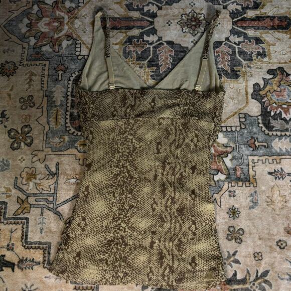 Vintage Express Tank Tops Y2k Snake Print Date Night Ruched Lot of Two Tanks XS - Picture 15 of 16